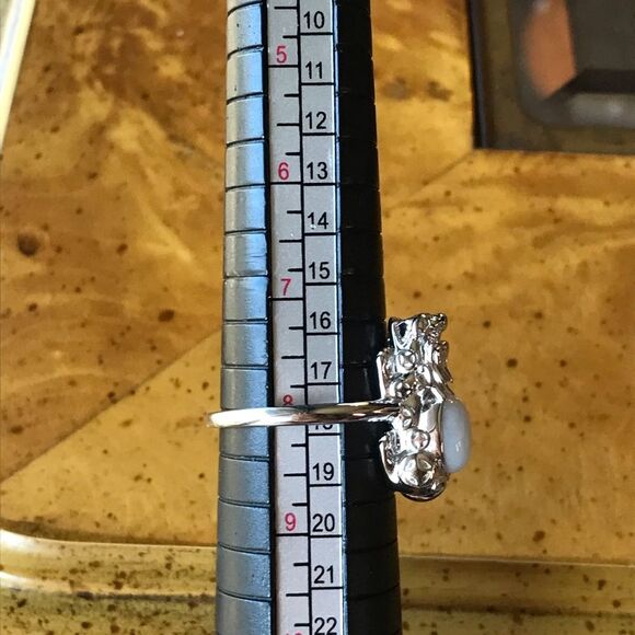 Natural Jade Sterling Silver Dragon Ring Size 8 - Picture 7 of 8